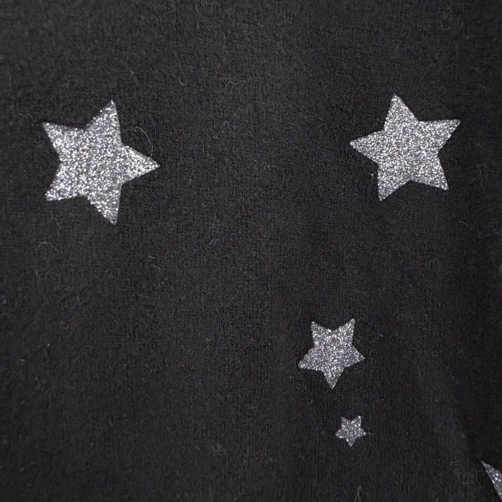 Chaser Sweatshirt XL Black Silver Glitter Star Print Long Sleeve Knit NEW - Picture 5 of 16
